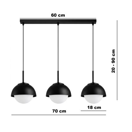 BRILAGI - Cable-hung pendant light COSMO 3xE27/60W/230V black