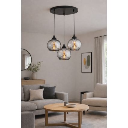 Brilagi - Cable-hung pendant light DIOR 3xE27/60W/230V black/smoked gray