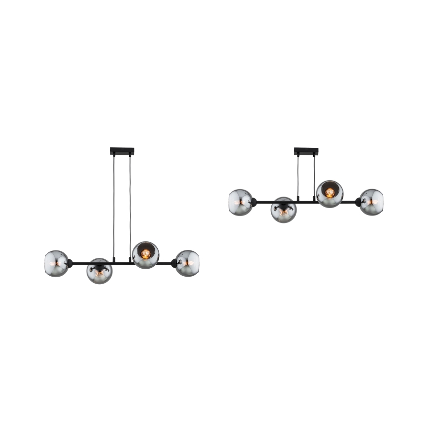 Brilagi - Cable-hung pendant light DIOR 4xE27/60W/230V Black/Smoked Grey