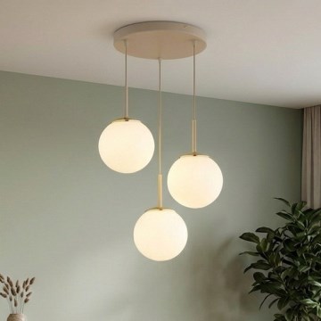 Brilagi - Cable-hung pendant light, MILO ECRU 3x E27/60W/230V, Beige/Gold