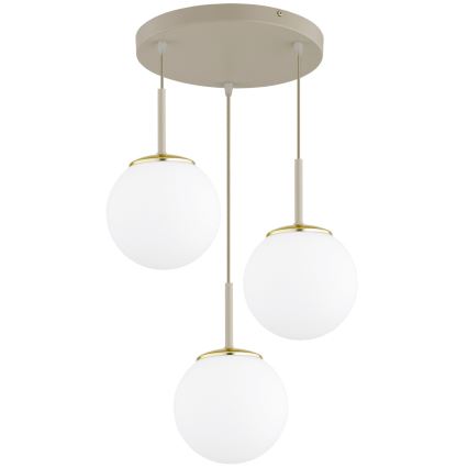 Brilagi - Cable-hung pendant light, MILO ECRU 3x E27/60W/230V, Beige/Gold