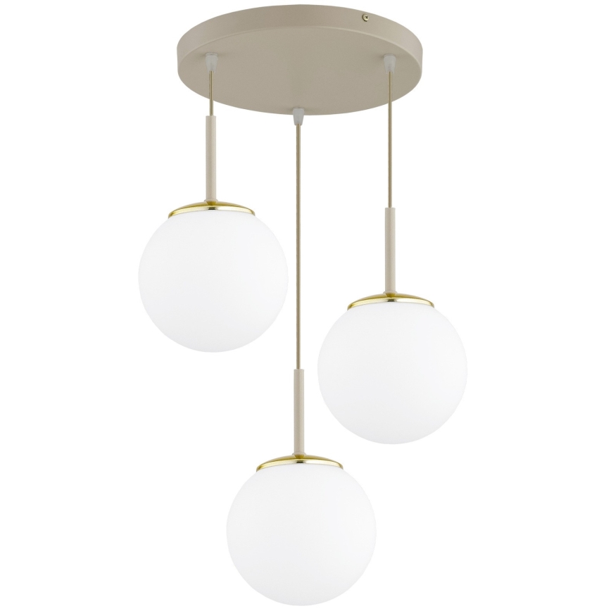 Brilagi - Cable-hung pendant light, MILO ECRU 3x E27/60W/230V, Beige/Gold