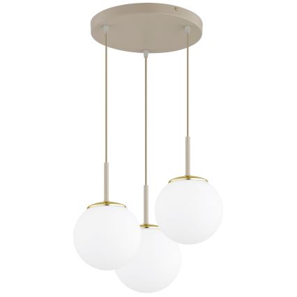Brilagi - Cable-hung pendant light, MILO ECRU 3x E27/60W/230V, Beige/Gold