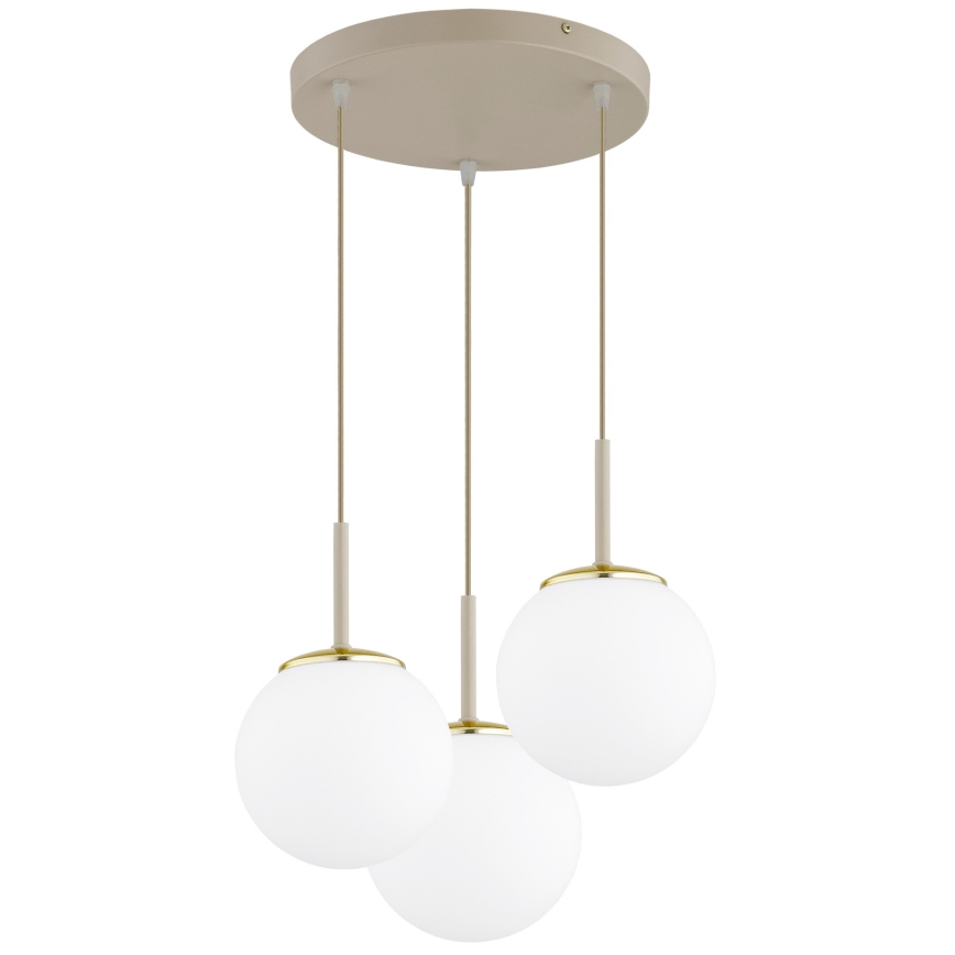 Brilagi - Cable-hung pendant light, MILO ECRU 3x E27/60W/230V, Beige/Gold