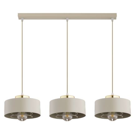 Brilagi - Cable-hung pendant light SPRING 3xE27/60W/230V beige/gold