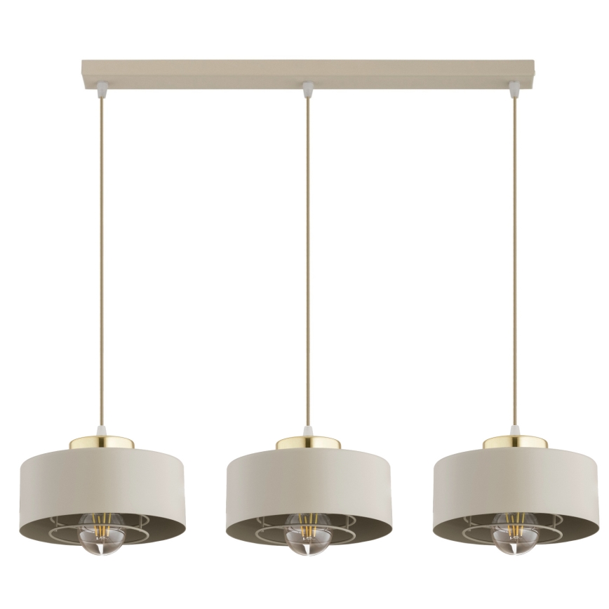 Brilagi - Cable-hung pendant light SPRING 3xE27/60W/230V beige/gold