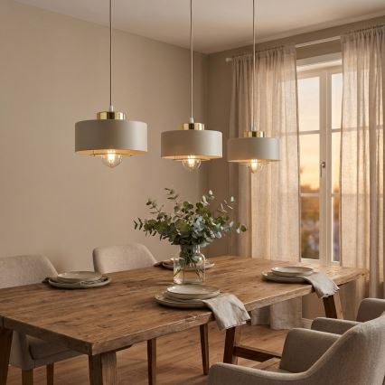 Brilagi - Cable-hung pendant light SPRING 3xE27/60W/230V beige/gold