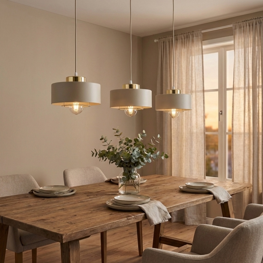 Brilagi - Cable-hung pendant light SPRING 3xE27/60W/230V beige/gold