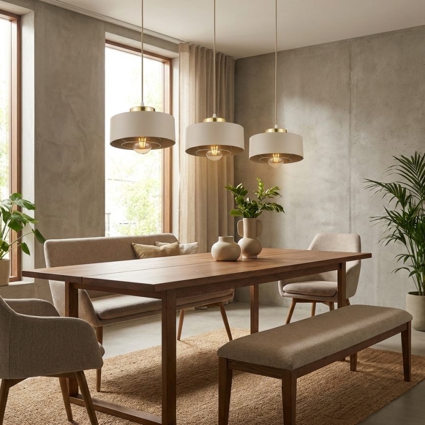 Brilagi - Cable-hung pendant light SPRING 3xE27/60W/230V beige/gold