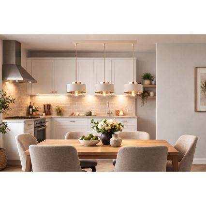 Brilagi - Cable-hung pendant light SPRING 3xE27/60W/230V beige/gold