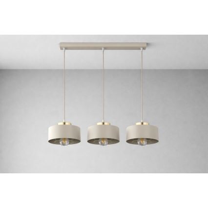 Brilagi - Cable-hung pendant light SPRING 3xE27/60W/230V beige/gold