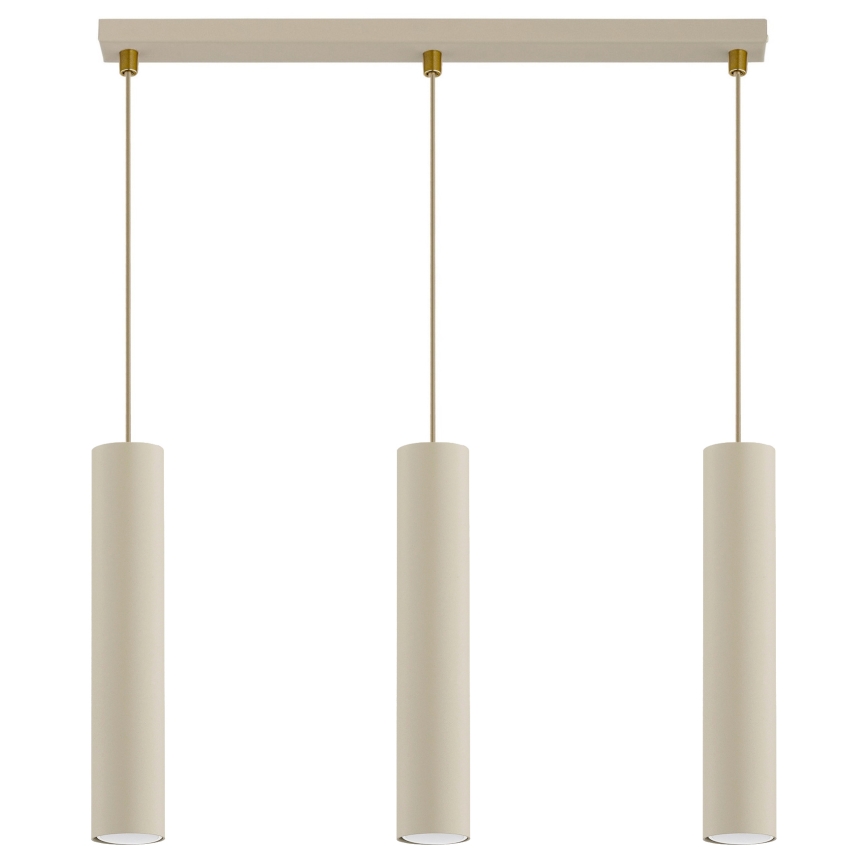 Brilagi - Cable-hung pendant light TUBE 3xGU10/15W/230V beige/gold