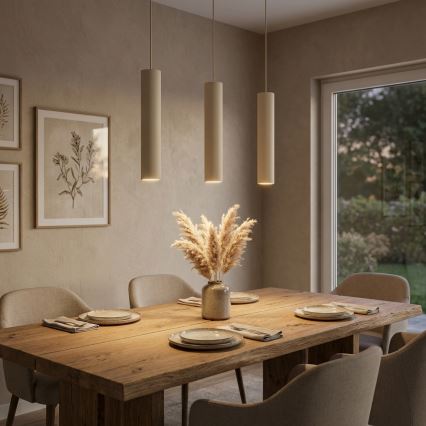 Brilagi - Cable-hung pendant light TUBE 3xGU10/15W/230V beige/gold