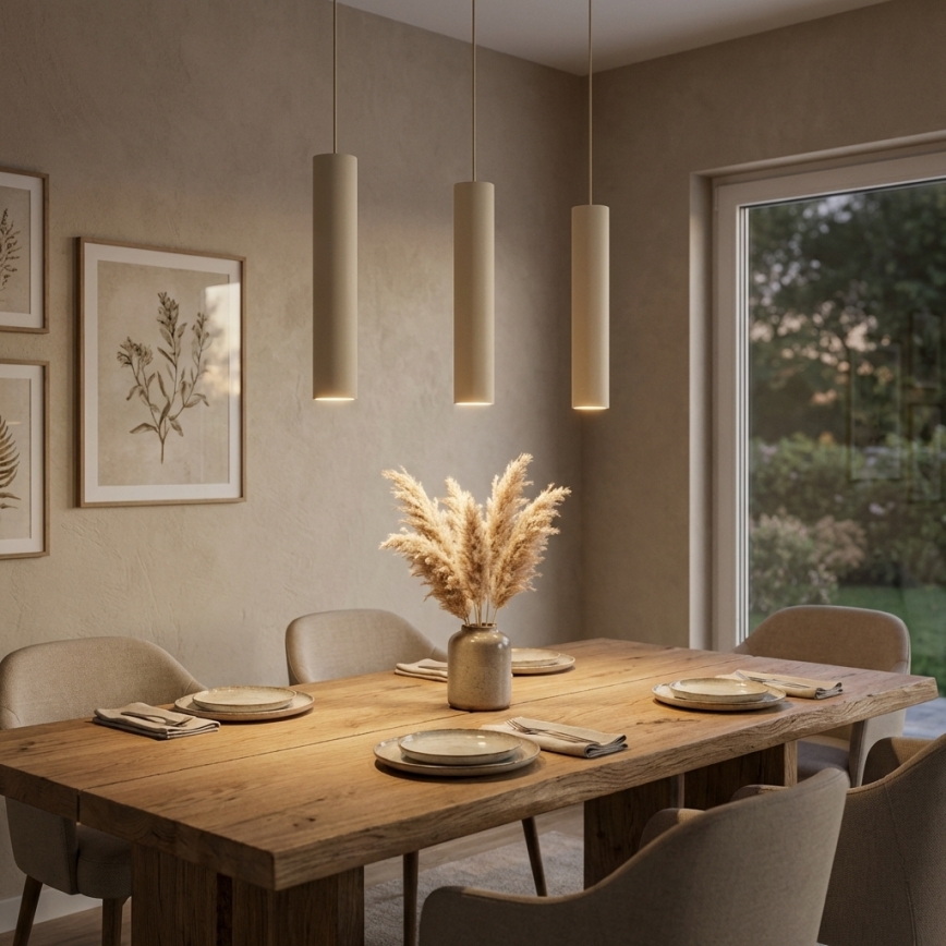 Brilagi - Cable-hung pendant light TUBE 3xGU10/15W/230V beige/gold