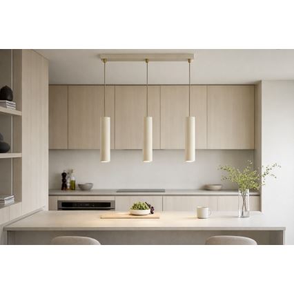 Brilagi - Cable-hung pendant light TUBE 3xGU10/15W/230V beige/gold