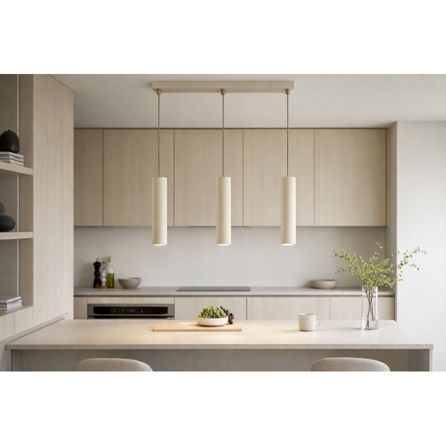 Brilagi - Cable-hung pendant light TUBE 3xGU10/15W/230V beige/gold