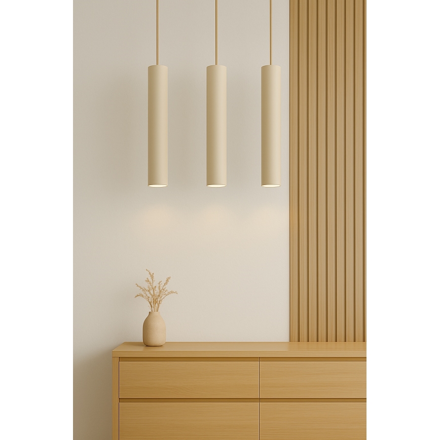 Brilagi - Cable-hung pendant light TUBE 3xGU10/15W/230V beige/gold