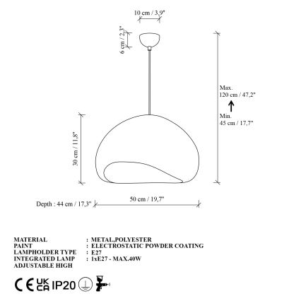 Brilagi - Cable-hung pendant light WABI SABI 1xE27/40W/230V Ø 50 cm beige