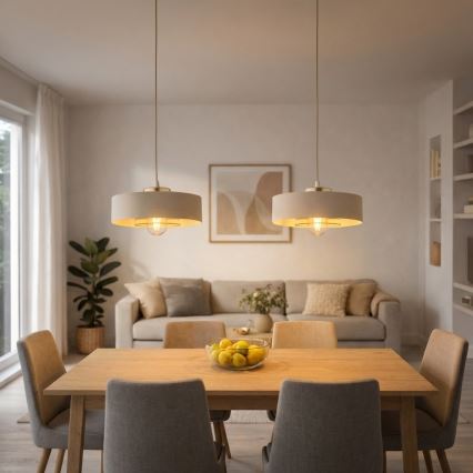 Brilagi - Cable-hung pendant SPRING 1xE27/60W/230V Ø 30 cm beige/gold