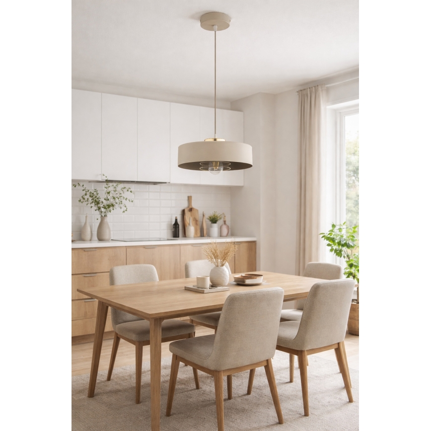 Brilagi - Cable-hung pendant SPRING 1xE27/60W/230V Ø 30 cm beige/gold