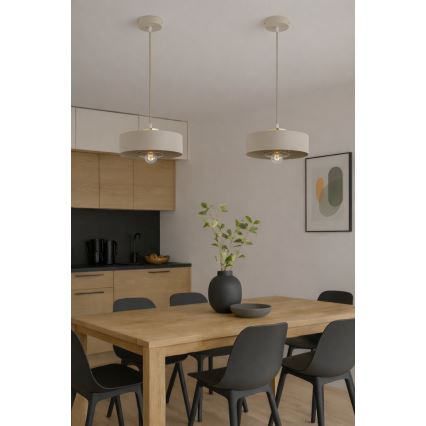 Brilagi - Cable-hung pendant SPRING 1xE27/60W/230V Ø 30 cm beige/gold