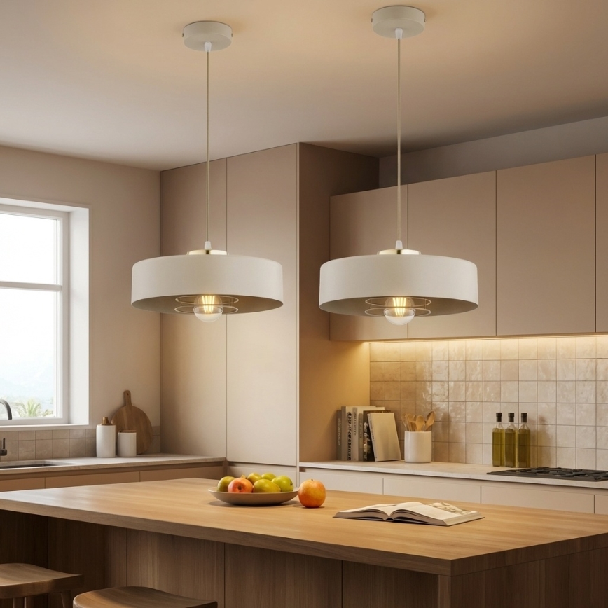 Brilagi - Cable-hung pendant SPRING 1xE27/60W/230V Ø 30 cm beige/gold