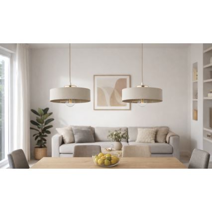 Brilagi - Cable-hung pendant SPRING 1xE27/60W/230V Ø 30 cm beige/gold