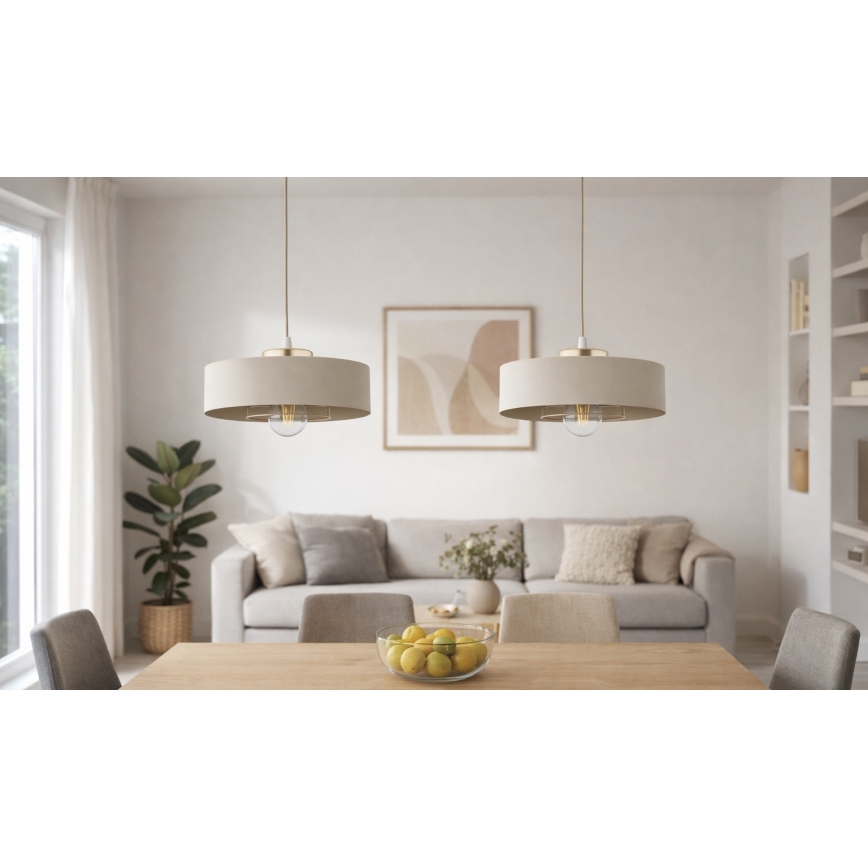 Brilagi - Cable-hung pendant SPRING 1xE27/60W/230V Ø 30 cm beige/gold