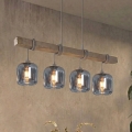 BRILAGI - Cable-hung pendant WOOD GLASS 4xE27/60W/230V pine/grey/smoked grey