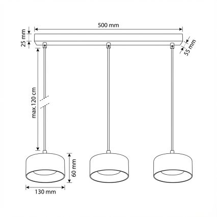 Brilagi - Cable pendant AURA LUX 3xGX53/30W/230V black/gold