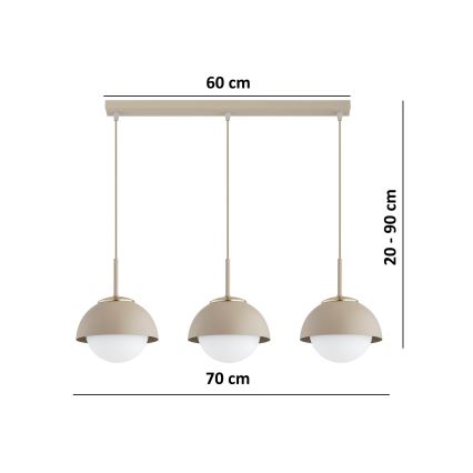 Brilagi - Cable pendant COSMO 3xE27/60W/230V beige/gold