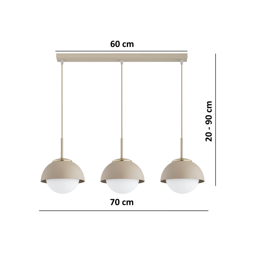 Brilagi - Cable pendant COSMO 3xE27/60W/230V beige/gold