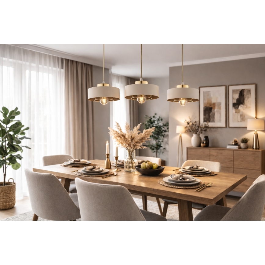Brilagi - Cable Pendant Light 1xE27/60W/230V Ø 20 cm Beige/Gold
