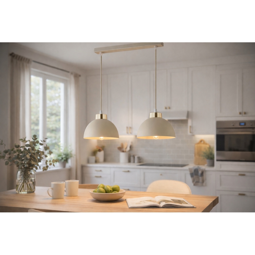 Brilagi - Cable pendant light 2xE27/60W/230V beige/gold