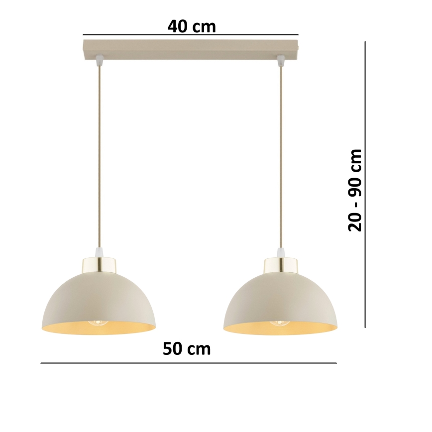 Brilagi - Cable pendant light 2xE27/60W/230V beige/gold