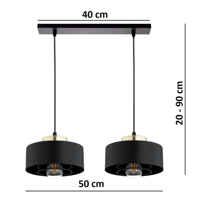 Brilagi - Cable Pendant Light 2xE27/60W/230V Black/Gold