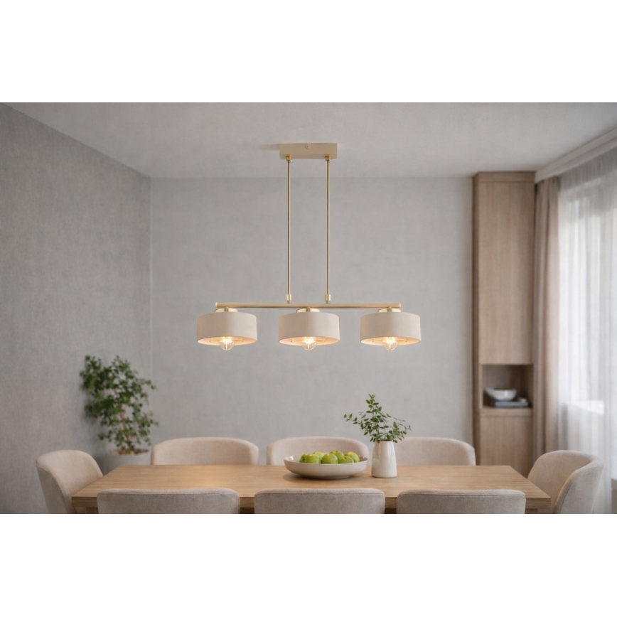 Brilagi - Cable Pendant Light 3xE27/60W/230V Beige/Gold