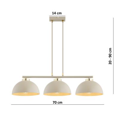 Brilagi - Cable Pendant Light 3xE27/60W/230V beige/gold