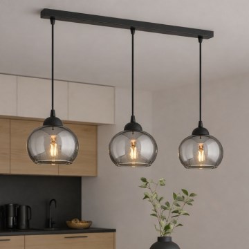 Brilagi - Cable pendant light 3xE27/60W/230V black/smoked grey