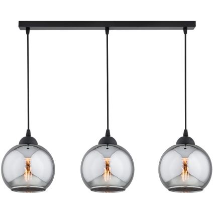 Brilagi - Cable pendant light 3xE27/60W/230V black/smoked grey
