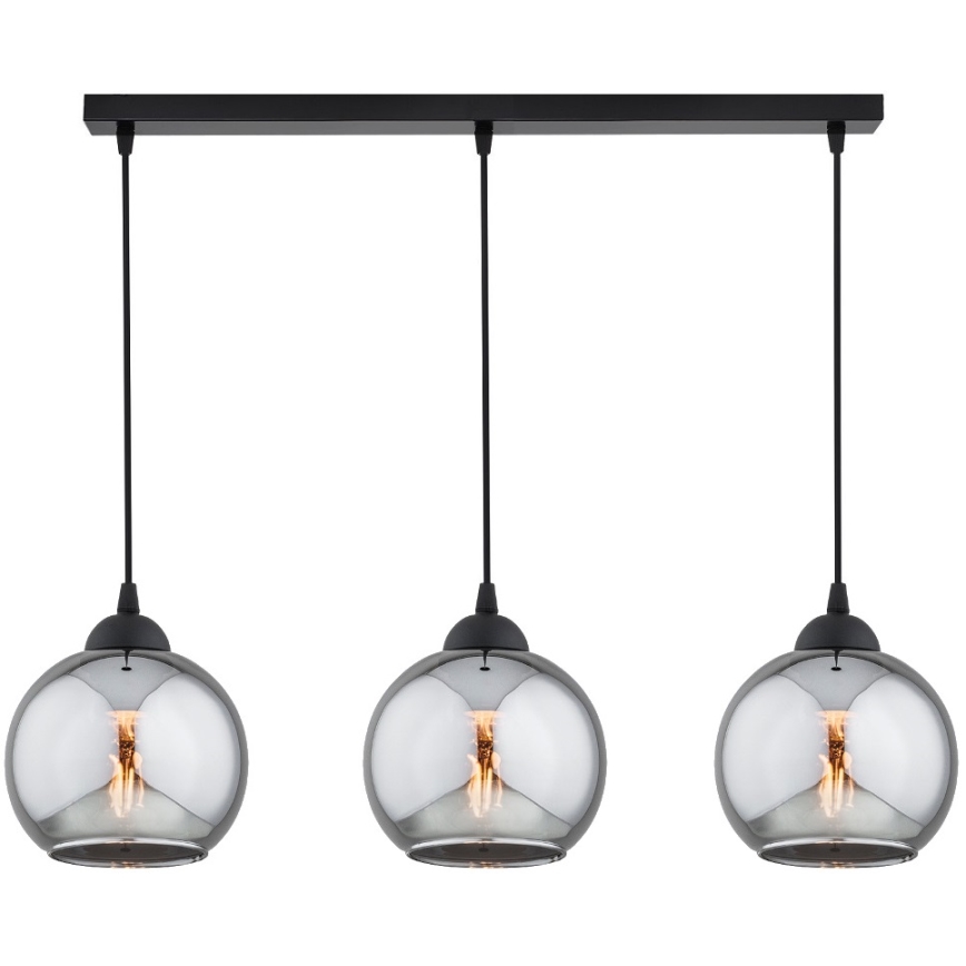Brilagi - Cable pendant light 3xE27/60W/230V black/smoked grey