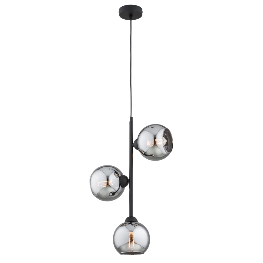 Brilagi - Cable Pendant Light 3xE27/60W/230V Black/Smoked Grey