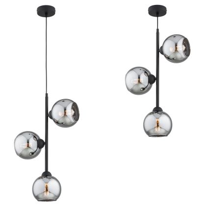 Brilagi - Cable Pendant Light 3xE27/60W/230V Black/Smoked Grey