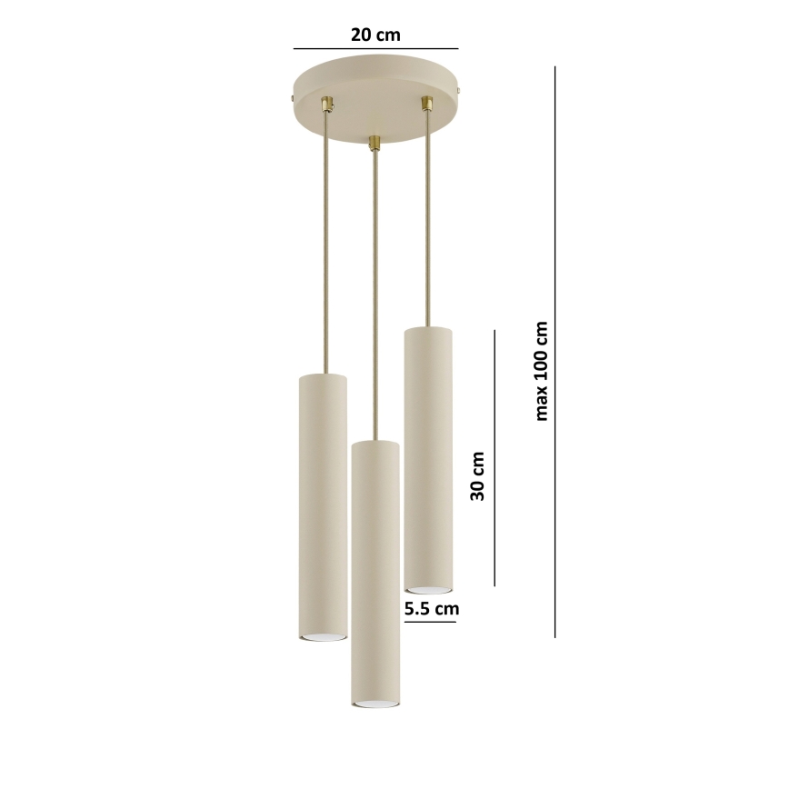 Brilagi - Cable pendant light 3xGU10/15W/230V beige/gold