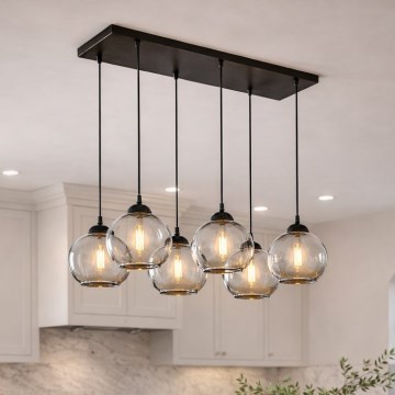 Brilagi - Cable Pendant Light 6xE27/60W/230V Black/Smoked Gray