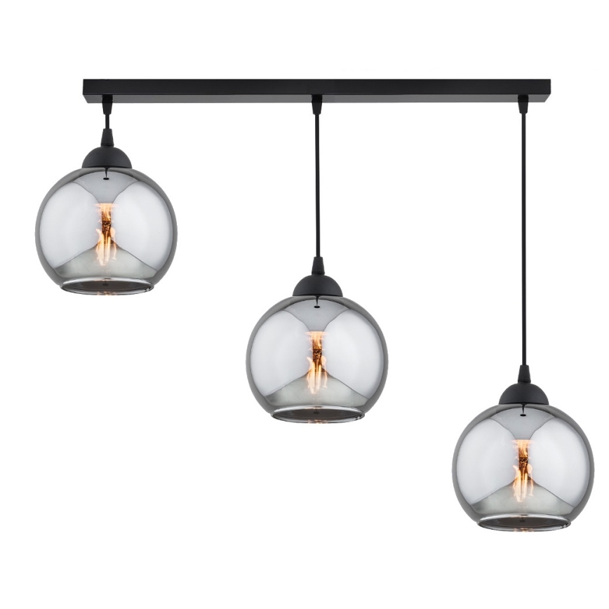 Brilagi - Cable pendant light DIOR 3xE27/60W/230V black/smoked grey