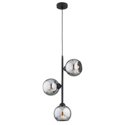 Brilagi - Cable Pendant Light DIOR 3xE27/60W/230V Black/Smoked Grey