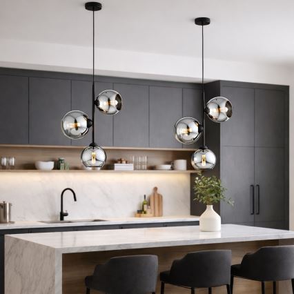 Brilagi - Cable Pendant Light DIOR 3xE27/60W/230V Black/Smoked Grey