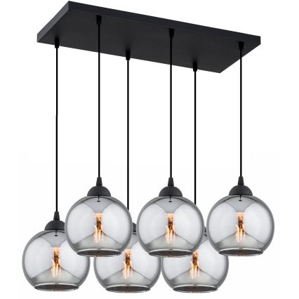 Brilagi - Cable Pendant Light DIOR 6xE27/60W/230V Black/Smoked Gray