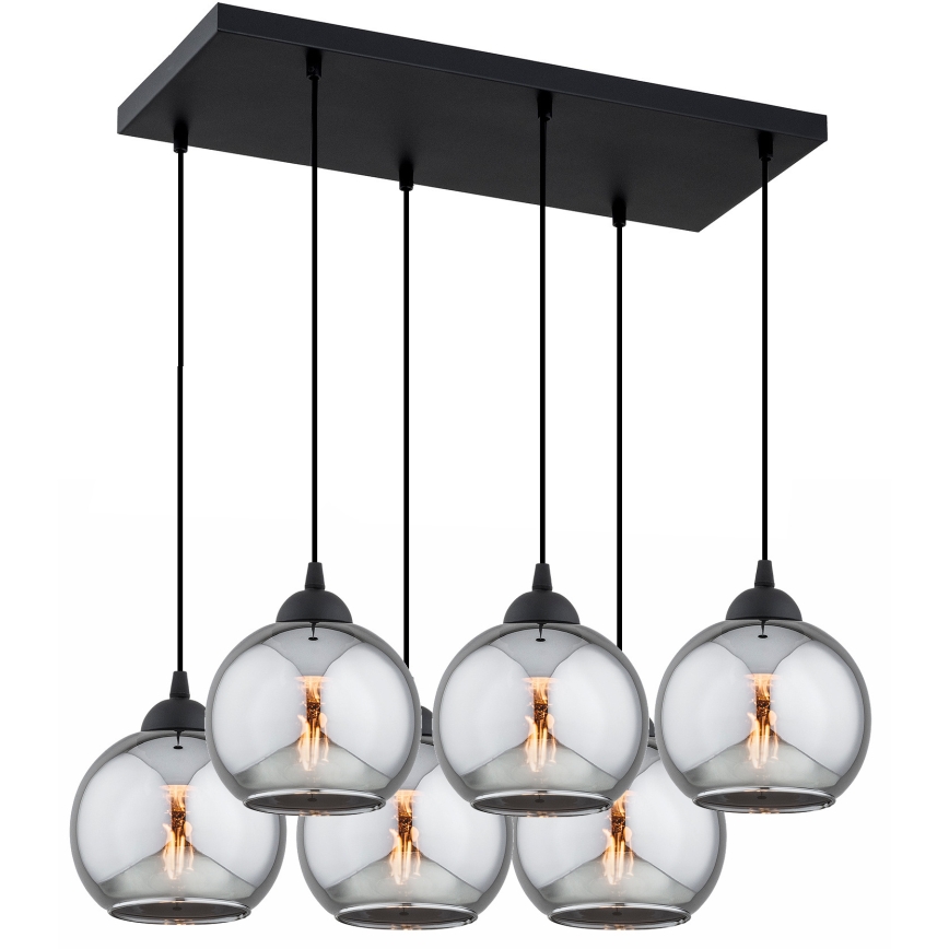 Brilagi - Cable Pendant Light DIOR 6xE27/60W/230V Black/Smoked Gray